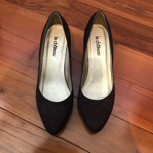 Le Chateau Brown suede wedge heels Vegan Sz 7.5 - Picture 2 of 5